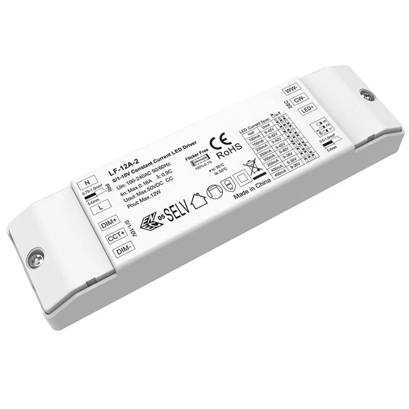 12W सतत चालू 0-10V CCT Dimmable LED ड्रायव्हर