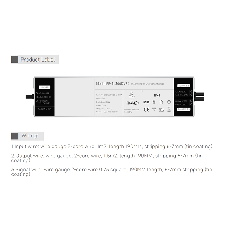 250W Constnat वर्तमान DALI Dimmable LED ड्रायव्हर