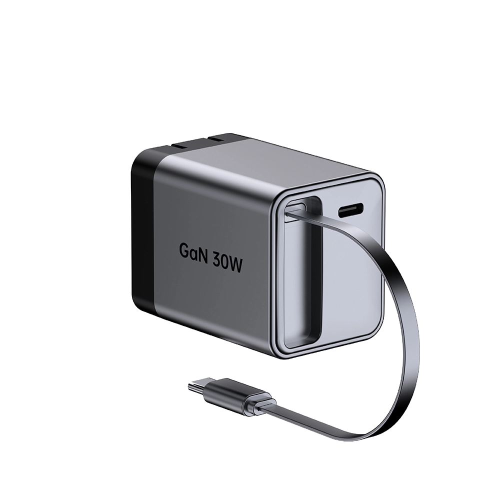 मागे घेण्यायोग्य usb c केबलसह 30W US प्लग फोल्ड करण्यायोग्य द्रुत चार्जर
