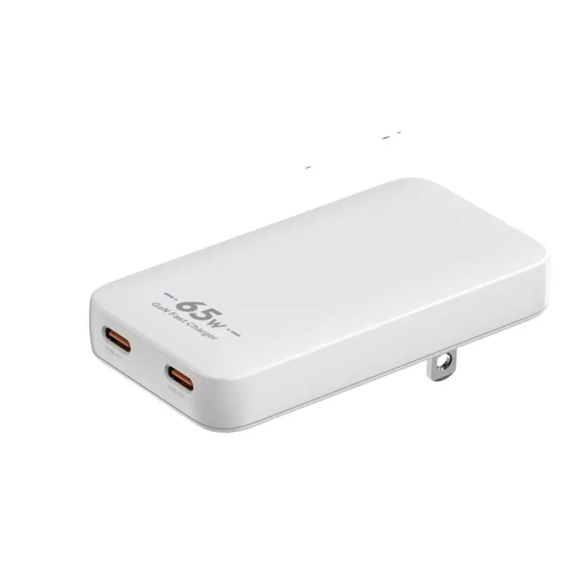PD65W GaN USB-C अल्ट्रा-थिन वॉल चार्जर ड्युअल पोर्ट अडॅप्टर